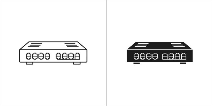 Network switch icon in flat design style