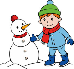 Boy Building a Snowman