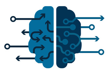 vector illustration of a human brain with circuits digital brain isolated background