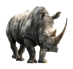 Obraz premium Rhinoceros encounter in nature wildlife isolated on transparent background