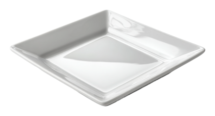Elegant square plate display kitchen product minimalist top view isolated on transparent background