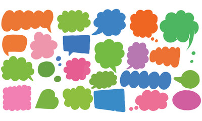 Colorful Speech Bubble Set – Hand-Drawn Comic Chat Cloud Vector Collection .