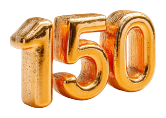 Celebrating 150 years of excellence event hall golden display festive isolated on transparent background