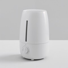 Modern white humidifier with adjustable settings on gray background  