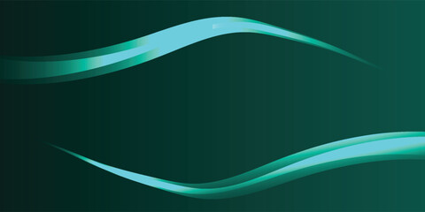 Elegant dark teal background with two flowing, glowing cyan wave-like shapes.