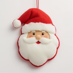 Plush Santa Claus ornament with red hat and fluffy beard  