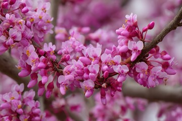 Naklejka premium Close up of pink flowering tree blossoms