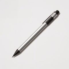 Silver mechanical pencil on white background  