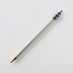 Silver mechanical pencil on white background  
