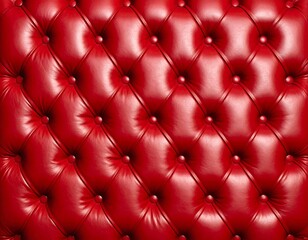 Fototapeta premium Close-up of a glossy red leather upholstery with a classic diamond pattern