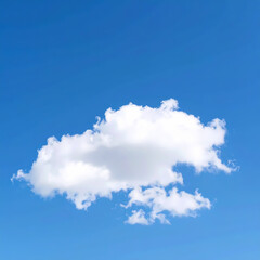 Obraz premium Single white cloud floating against a vibrant clear blue sky background