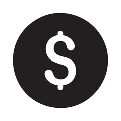 Black circle with white dollar sign inside