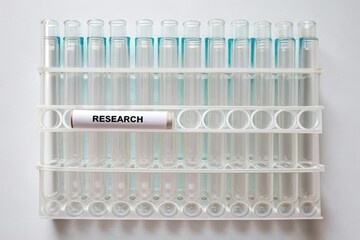 Test Tubes Organized on Rack for Scientific Research and Experiments