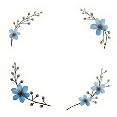 Watercolor dusty navy blue and beige floral bouquet clip art, ideal for wedding invitations, baby showers, and save-the-dates.