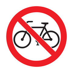 No bicycles allowed a red prohibition sign with a black bicycle
