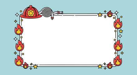 Fototapeta premium Fun firefighter-themed border design