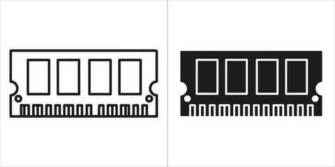 Ram module icon in outline and glyph style