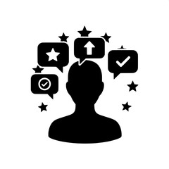A conceptual icon representing positive customer feedback, user experience, and high satisfaction ratings for personal skills and reputation