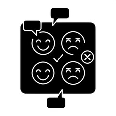Feedback Analysis Positive and Negative Emotions Displayed as Emoticons with Speech Bubbles for Sentiment Evaluation
