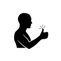 Silhouette of a man giving a thumbs-up gesture, signifying approval or positivity