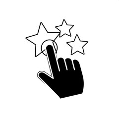 Star Rating System Activation Hand Cursor Pointing to Star Icon for Feedback and User Choice