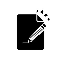 Document with Pencil and Stars Creative Writing and Rating Icon