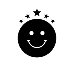Happy Face Icon with Stars - A Symbol of Joy and Positive Feedback