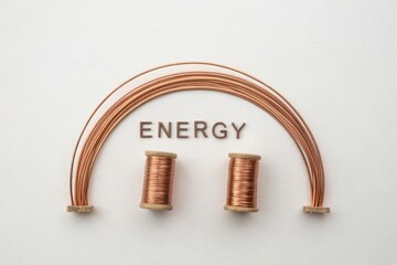 Energy Concepts Illustrated with Copper Wire and Simple Design Elements