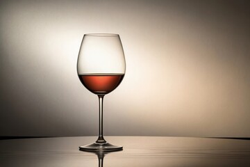 Elegant Wine Glass with Red Wine Against Neutral Background
