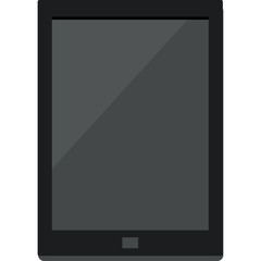A Black Tablet Device with a Dark Screen and Rounded Edges Isolated on a Transparent Background