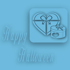 Elegant Halloween Gift Boxes Outline Art Blue