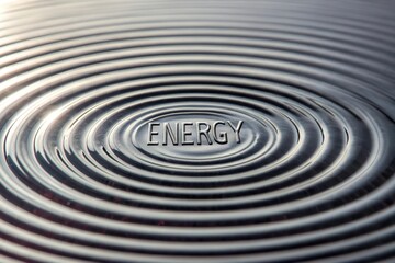 Water Ripple with the Word Energy Centered in Calm Reflection