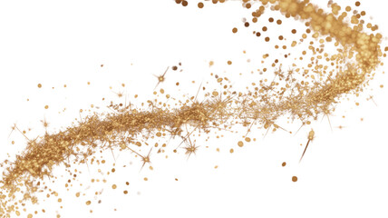 High-resolution golden glitter celebration PNG with transparent background. Soft golden particles and shimmering bokeh create an elegant festive atmosphere, suitable for holiday, celebration, or premi