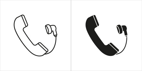 Phone receiver with earbud in black and white