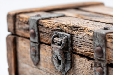 Wooden chest isolated on white background