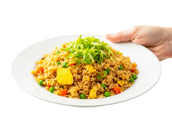 A plate of delicious fried rice isolated on transparent background