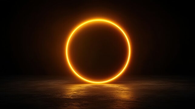A glowing orange circle on a dark background.