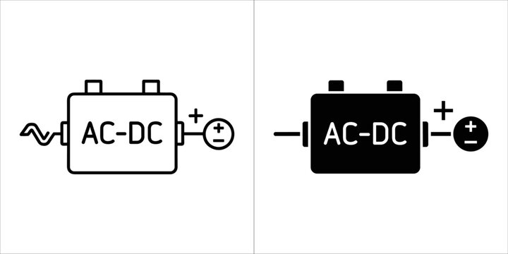 Ac to dc converter icon, power conversion