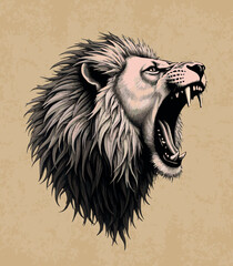 Roaring Lion Head Vector Illustration