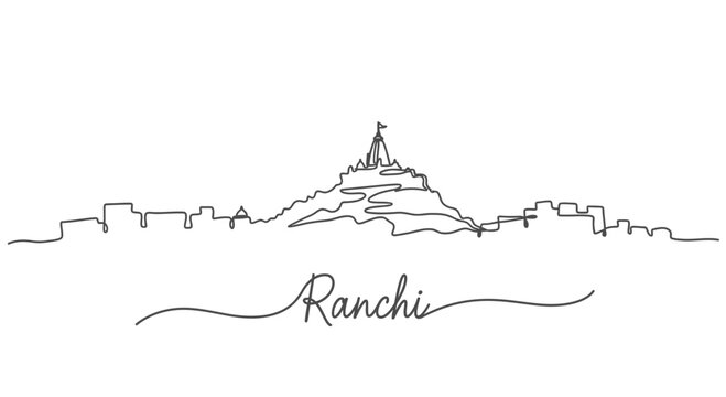 Ranchi Skyline One Line Drawing