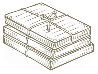 Stacked Documents Paperwork Illustration Tied with String Organized Office