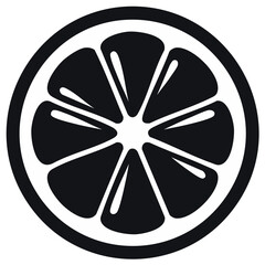 Obraz premium Black and White Citrus Fruit Slice Isolated Icon