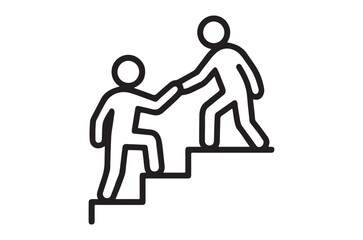 Helping hand reaching out to assist someone climbing stairs together