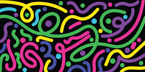 Fototapeta premium Abstract Colorful Wavy Flowing Lines Pattern Ribbons – Colorful Rainbow Curves and Swirl Doodle Line Pattern.