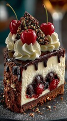 Elegant Dessert Cake with Cherries and Ganache