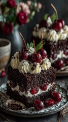 Artisan Chocolate Cake with Cherry Topping