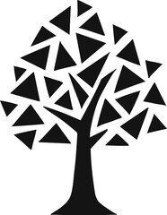 Abstract Tree Silhouette with Geometric Triangle Foliage  Modern Nature Vector Illustration