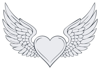 Flying Heart with Wings Illustration Graphic Icon Love Symbol Art
