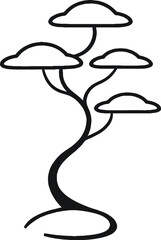 Minimalist Tree Silhouette with Abstract Cloud-Like Foliage Elegant Nature Vector Design
