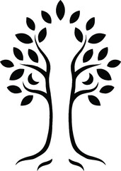 Tribal leopard and tree silhouette with butterflies and floral heart design